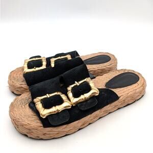 Schutz Enola Rope Platform Women's Sandals Suede Black Size US7.5B EU38